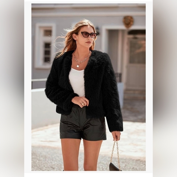 PRETTY GARDEN Faux Fur Shaggy Warm Outerwear #1048 NWOT - Picture 6 of 12